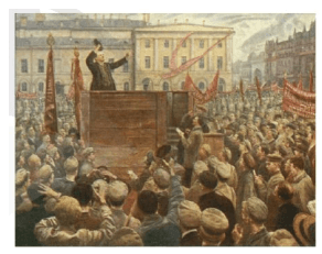 Ngày 5-5-1920 tại Quảng trường Ti-tra-nay-a, Lê-nin diễn thuyết để động viên hàng vạn chiến sĩ