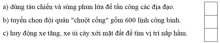 Trắc nghiệm Lịch Sử và Địa Lí lớp 4 Chân trời sáng tạo Bài 27 (có đáp án): Địa đạo Củ Chi