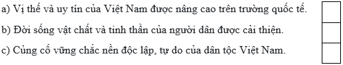 Trắc nghiệm Lịch Sử và Địa Lí lớp 5 Chân trời sáng tạo Bài 16 (có đáp án): Đất nước Đổi mới (ảnh 1)