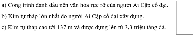 Trắc nghiệm Lịch Sử và Địa Lí lớp 5 Chân trời sáng tạo Bài 23 (có đáp án): Văn minh Ai Cập (ảnh 3)