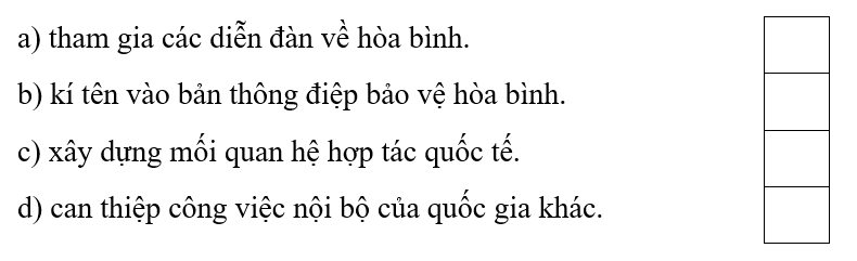 Trắc nghiệm Lịch Sử và Địa Lí lớp 5 Kết nối tri thức Bài 27 (có đáp án): Xây dựng thế giới hoà bình