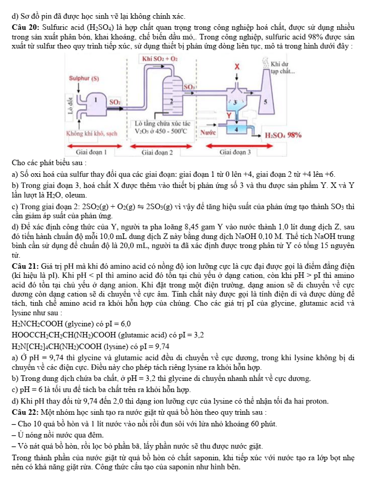 Đề thi thử Hóa Tốt nghiệp 2025-2026 trường THPT chuyên Lê Khiết (Quảng Ngãi) (Lần 1)
