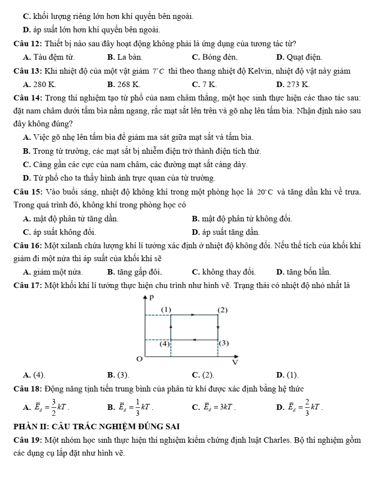 Đề thi thử Vật Lí Tốt nghiệp THPT 2025-2026 liên trường THPT (Nghệ An) (Lần 1)