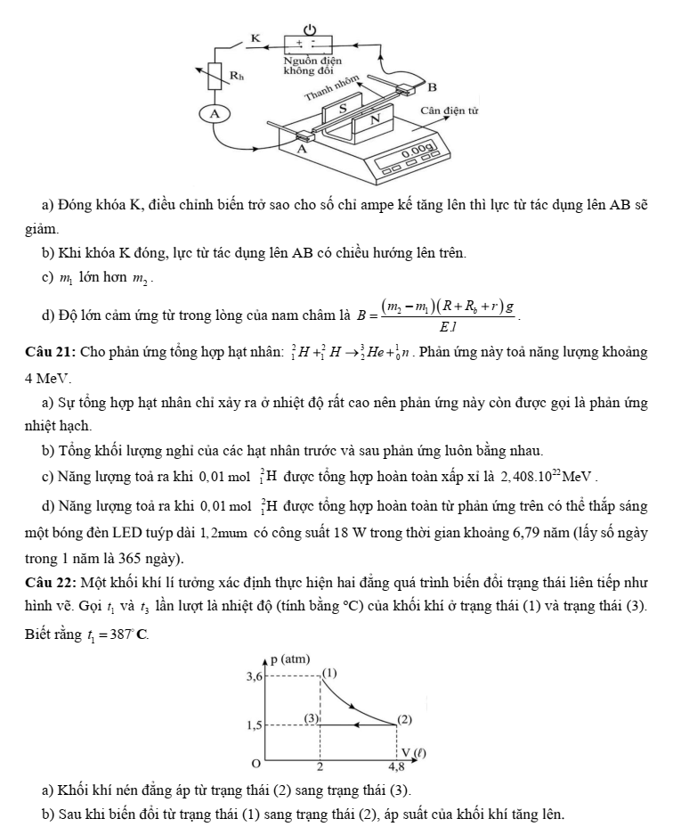 Đề thi thử Vật Lí Tốt nghiệp THPT 2025-2026 Sở Quảng Ninh (Mã 0214)