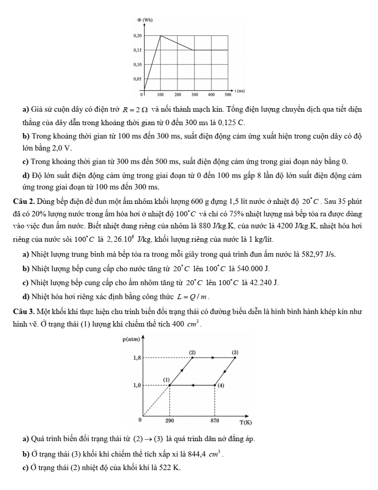 Đề thi thử Vật Lí Tốt nghiệp THPT 2025-2026 Sở Tuyên Quang (Lần 2)