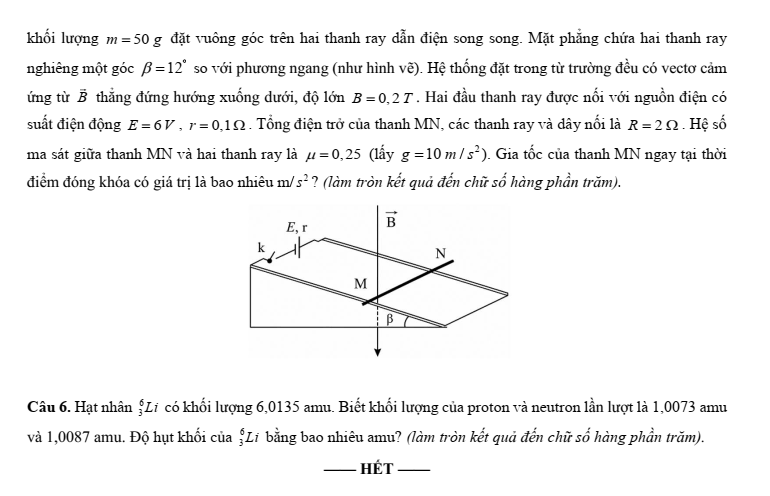 Đề thi thử Vật Lí Tốt nghiệp THPT 2025-2026 Sở Tuyên Quang (Lần 2)