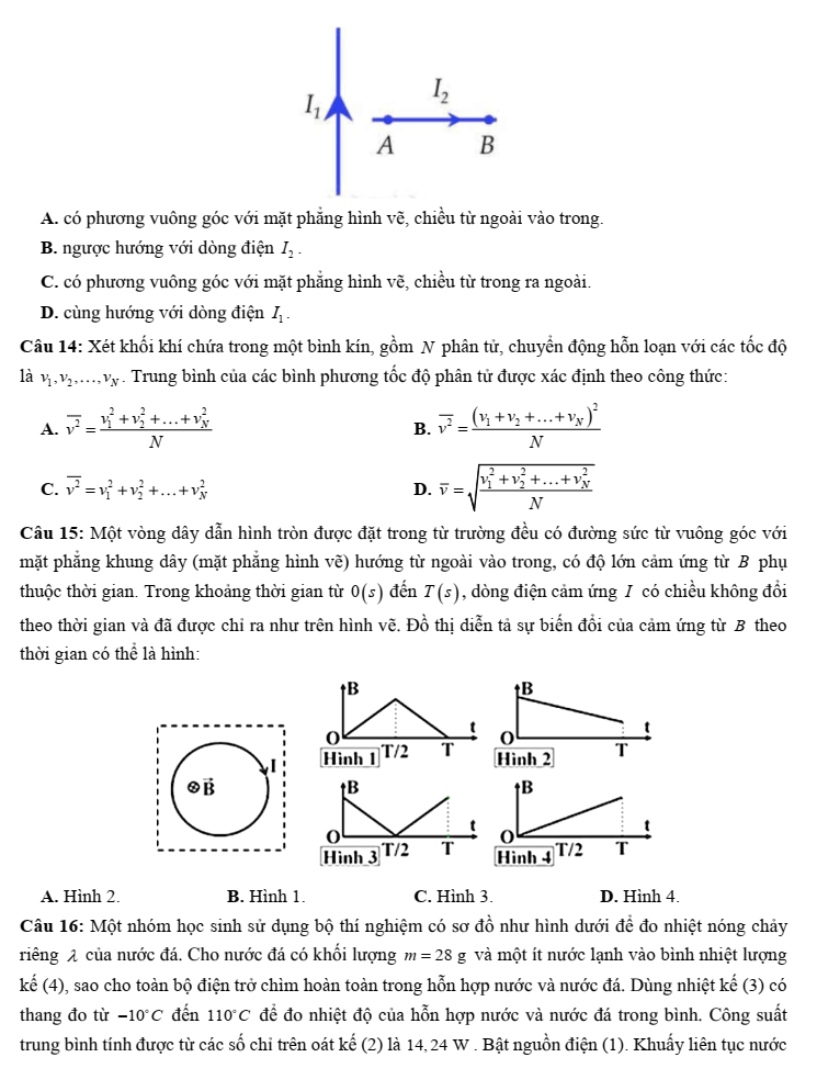 Đề thi thử Vật Lí Tốt nghiệp 2025-2026 trường THPT Nguyễn Thị Minh Khai (Hà Nội)