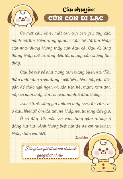 Phiếu đọc truyện cho bé