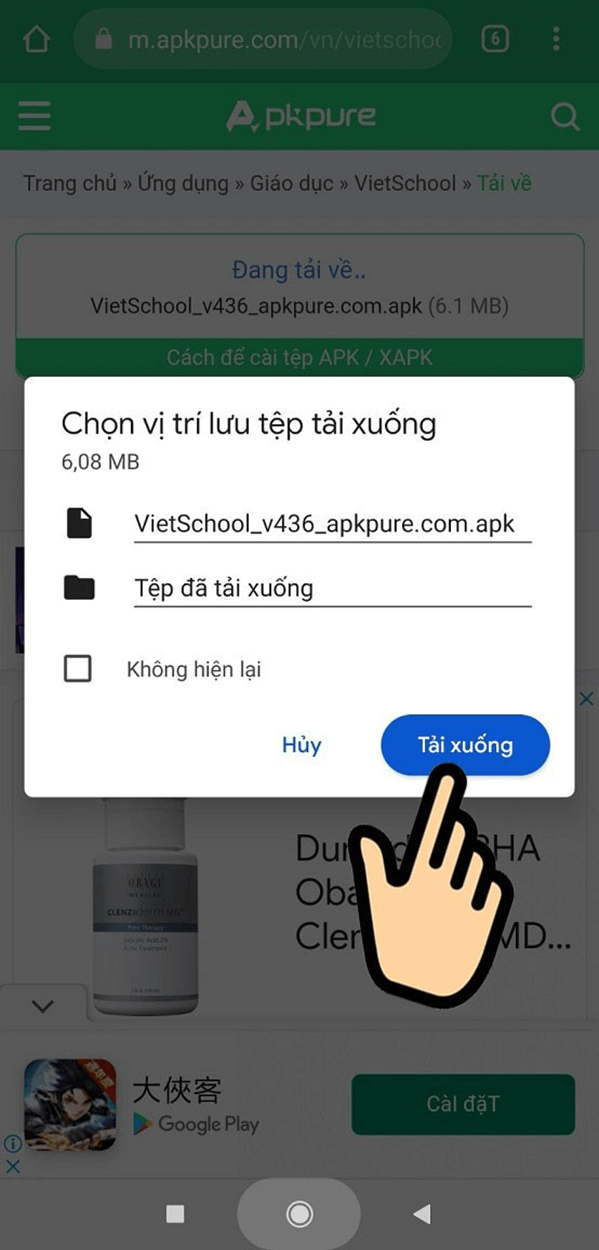Cách tải, cài đặt VietSchool APK trên Android chi tiết cực đơn giản