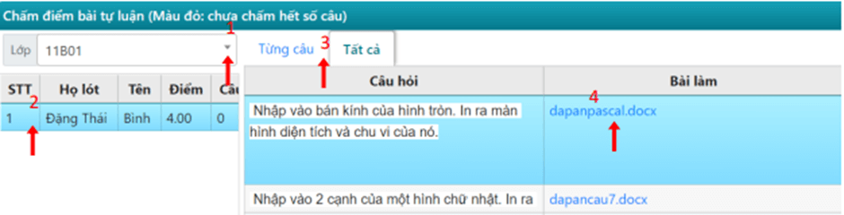 Hướng dẫn giáo viên xem bài làm tự luận và trắc nghiệm của học sinh