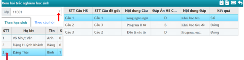 Hướng dẫn giáo viên xem bài làm tự luận và trắc nghiệm của học sinh