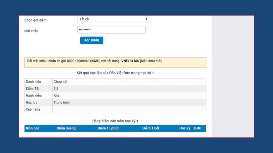 Hướng dẫn tra cứu điểm, kết quả học tập vnEdu.vn trên điện thoại, máy tính