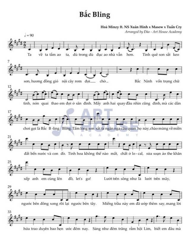 Bắc Bling (lời bài hát, lyric chính xác nhất)