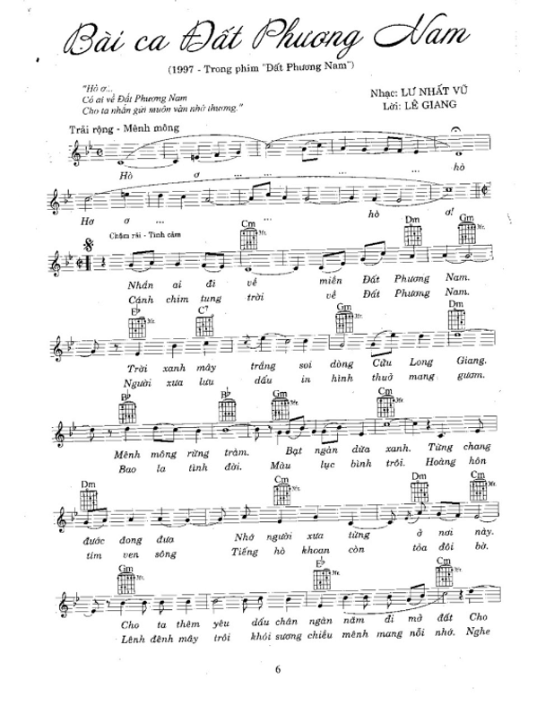 Bài ca đất phương Nam (lời bài hát, lyric chính xác nhất)