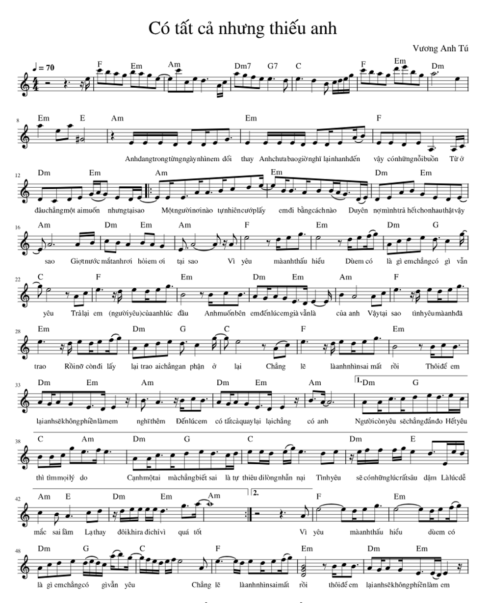 Có tất cả nhưng thiếu anh (lời bài hát, lyric chính xác nhất)