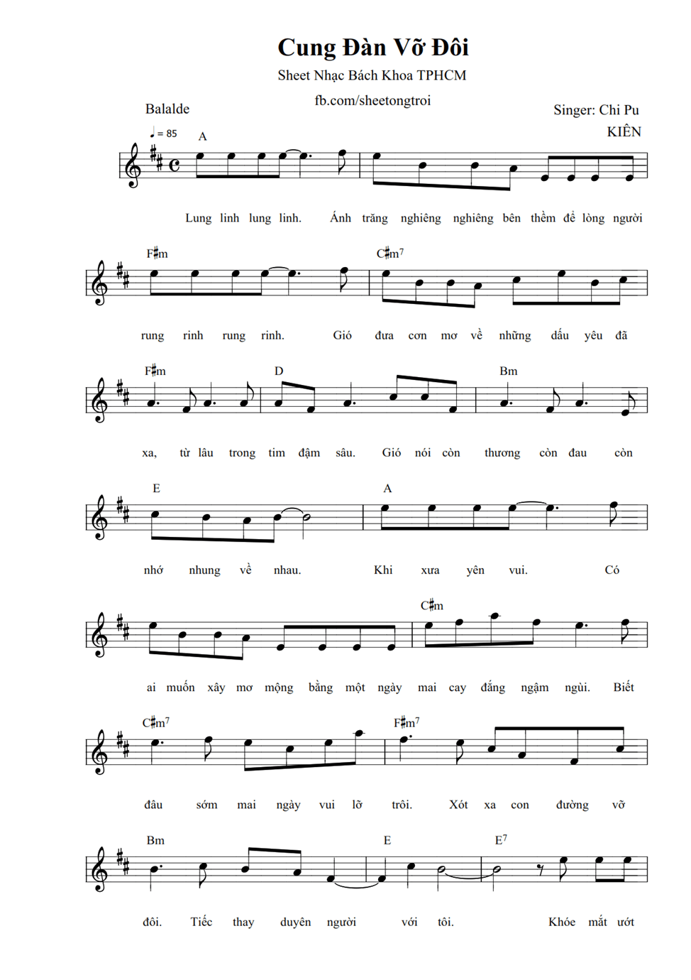 Cung đàn vỡ đôi (lời bài hát, lyric chính xác nhất)