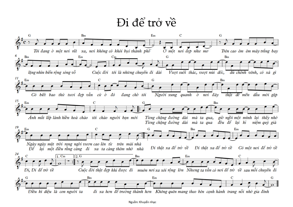 Đi để trở về (lời bài hát, lyric chính xác nhất)