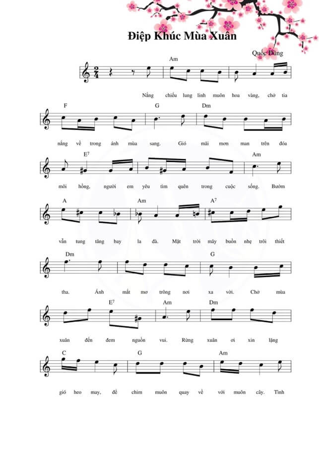 Điệp khúc mùa xuân (lời bài hát, lyric chính xác nhất)