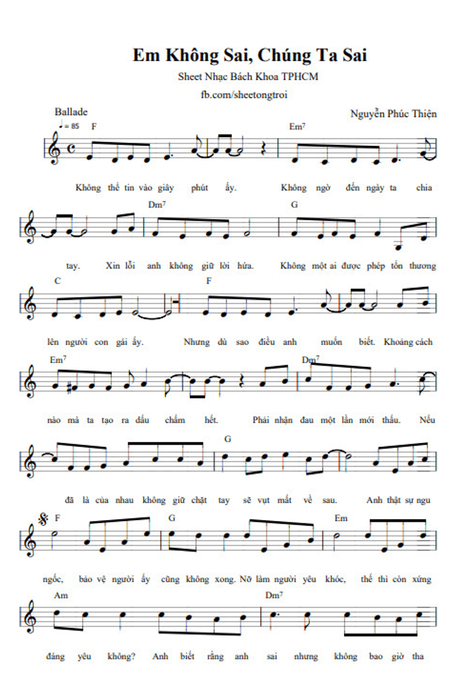 Em không sai chúng ta sai (lời bài hát, lyric chính xác nhất)