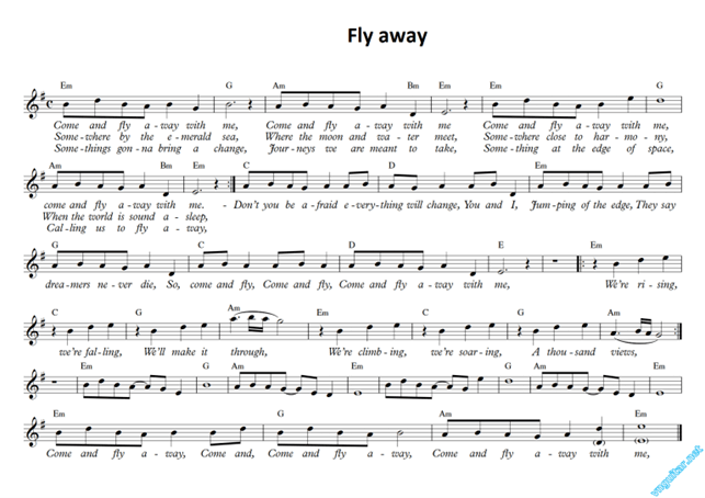 Fly away (bản gốc và bản dịch) (lời bài hát, lyric chính xác nhất)