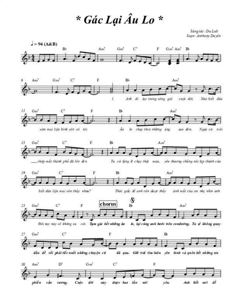 Gác lại âu lo (lời bài hát, lyric chính xác nhất)