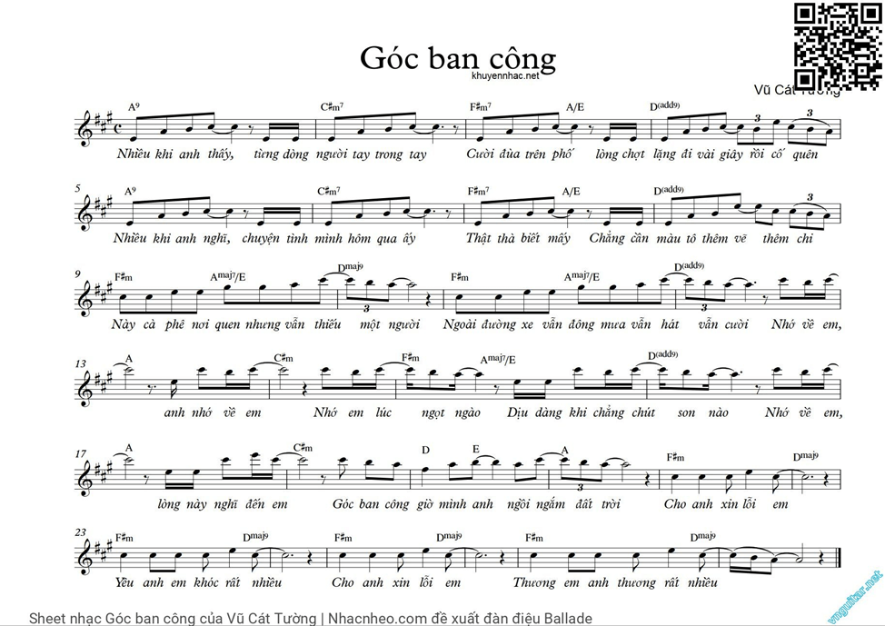 Góc ban công (lời bài hát, lyric chính xác nhất)