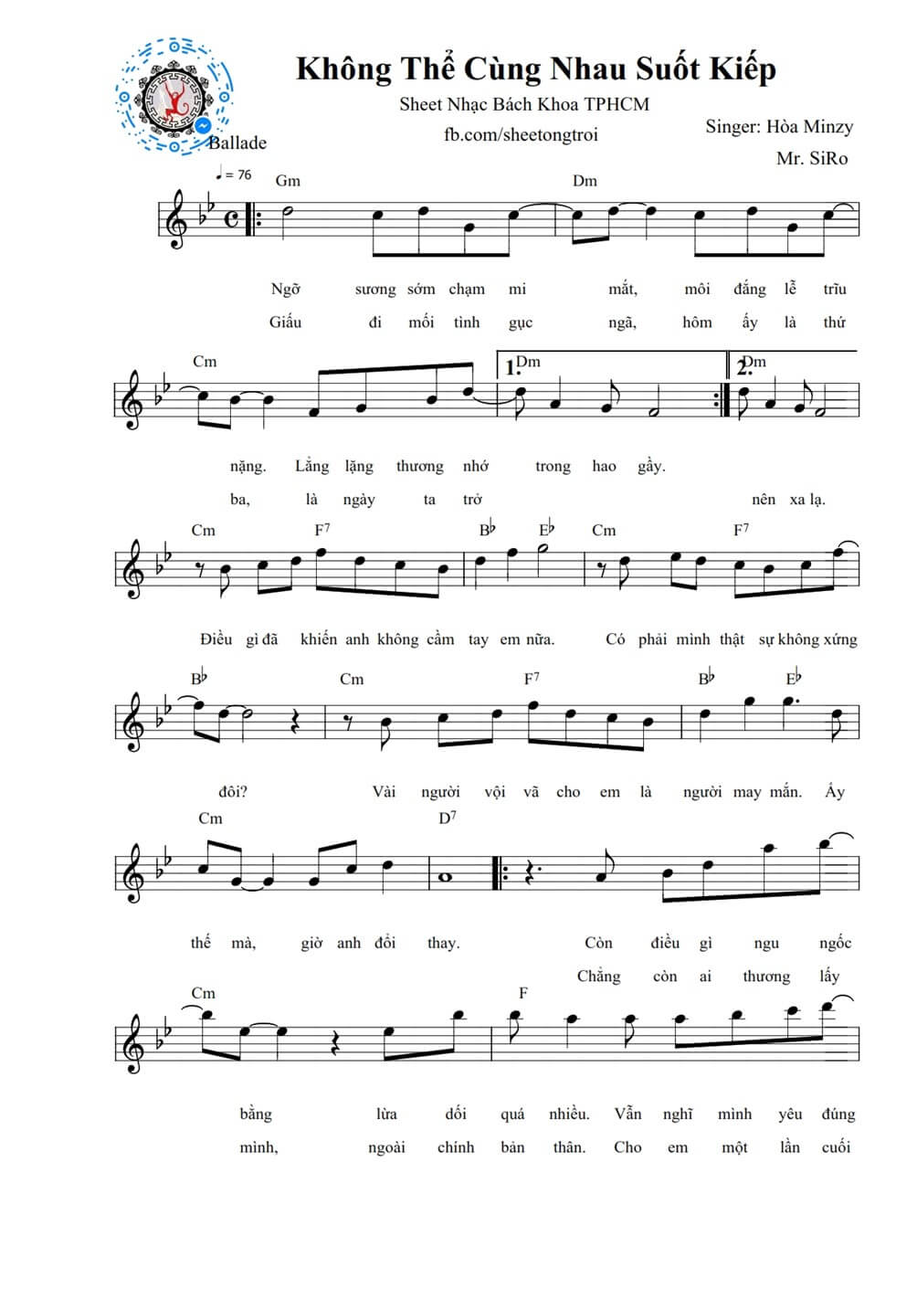 Không thể cùng nhau suốt kiếp (Hòa Minzy) (lời bài hát, lyric chính xác nhất)