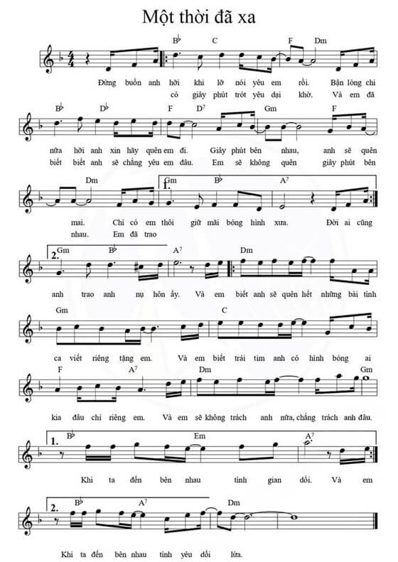 Một thời đã xa (lời bài hát, lyric chính xác nhất)