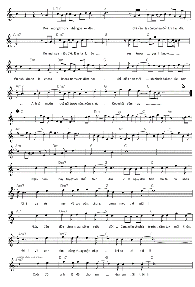 Ngày đầu tiên (lời bài hát, lyric chính xác nhất)