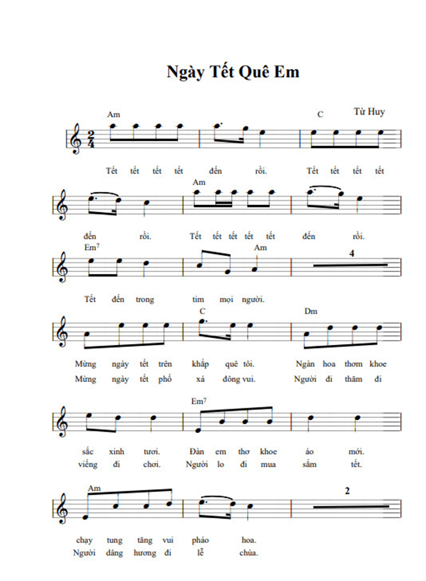 Ngày Tết quê em (lời bài hát, lyric chính xác nhất)