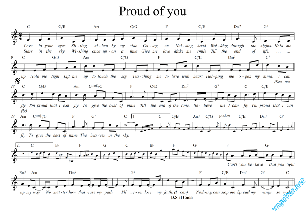 Proud of you (lời bài hát, lyric chính xác nhất)