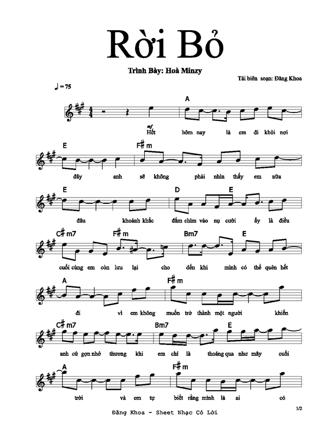 Rời bỏ (lời bài hát, lyric chính xác nhất)