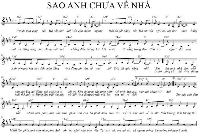 Sao anh chưa về nhà (lời bài hát, lyric chính xác nhất)