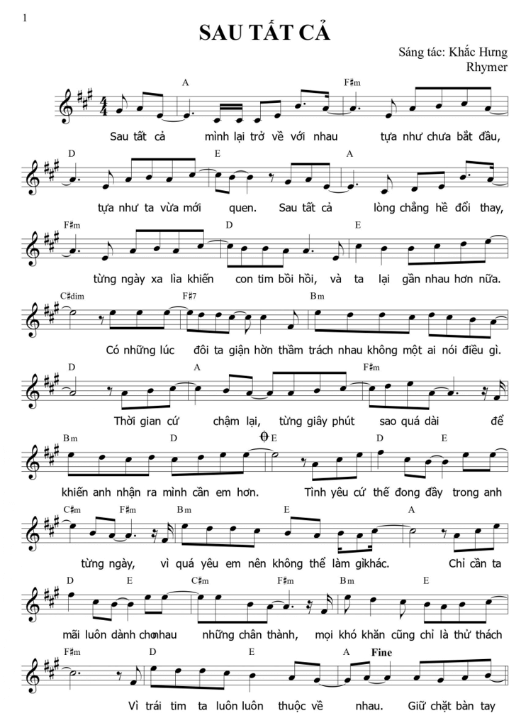 Sau Tất Cả (lời bài hát, lyric chính xác nhất)