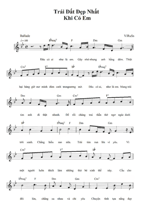 Trái đất đẹp nhất khi có em (lời bài hát, lyric chính xác nhất)