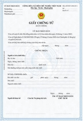 Mẫu giấy chứng tử và thủ tục khai tử