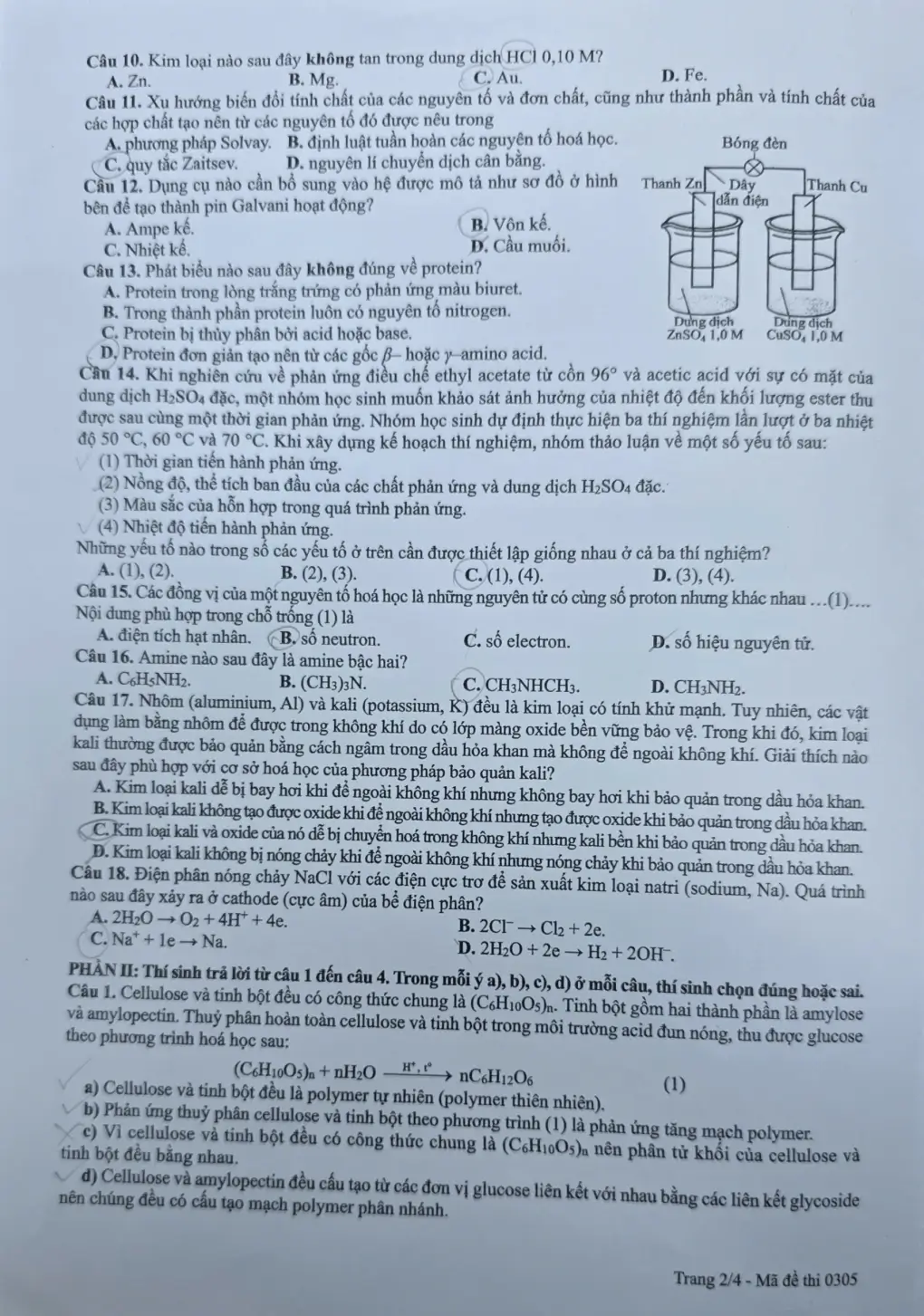 Đề chính thức Hóa học Tốt nghiệp THPT 2026 (có đáp án)