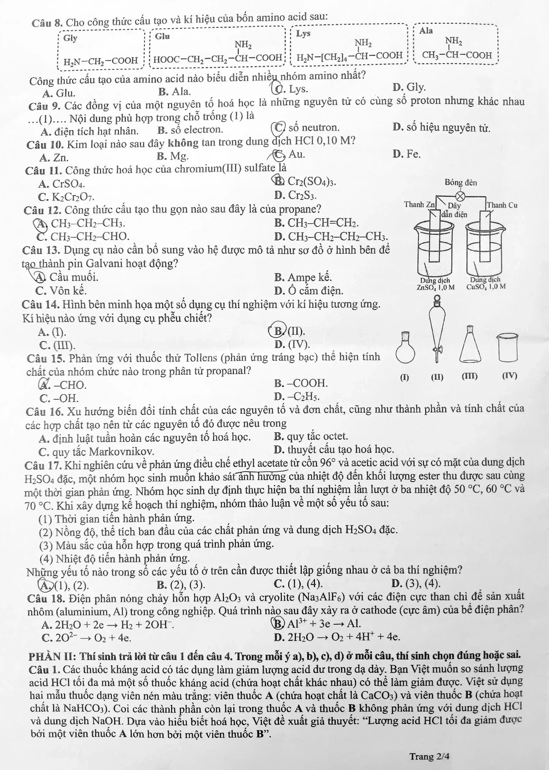 Đề chính thức Hóa học Tốt nghiệp THPT 2026 (có đáp án)