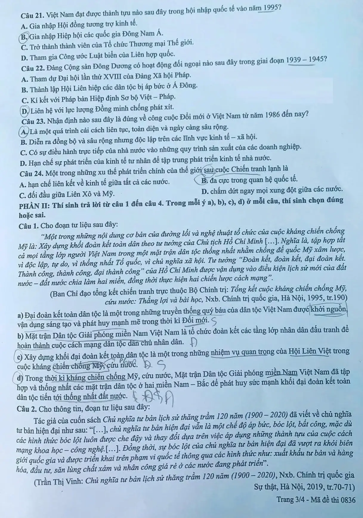 Đề chính thức Lịch Sử Tốt nghiệp THPT 2026 (có đáp án)