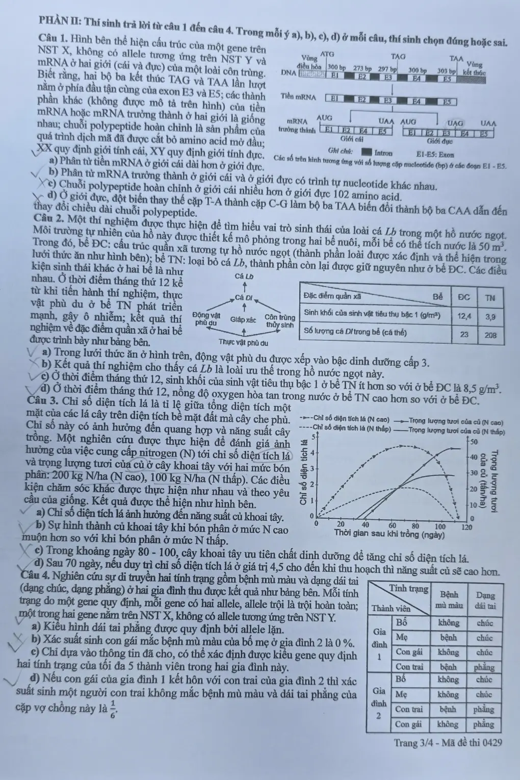 Đề chính thức Sinh học Tốt nghiệp THPT 2026 (có đáp án)