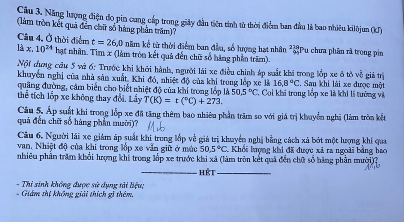 Đề chính thức Vật Lí Tốt nghiệp THPT 2026 (có đáp án)