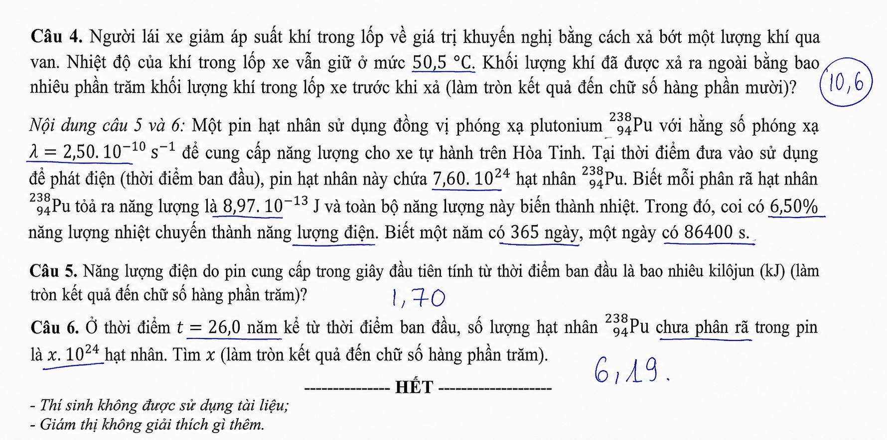 Đề chính thức Vật Lí Tốt nghiệp THPT 2026 (có đáp án)