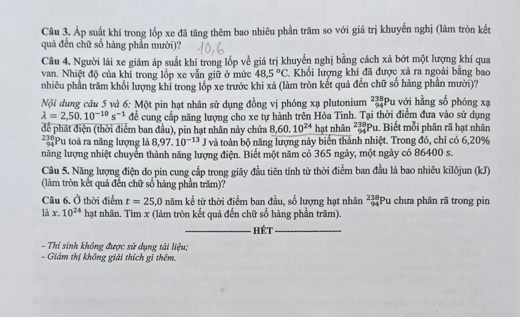 Đề chính thức Vật Lí Tốt nghiệp THPT 2026 (có đáp án)
