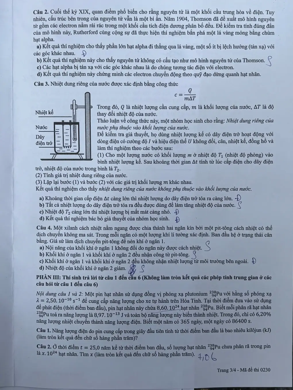 Đề chính thức Vật Lí Tốt nghiệp THPT 2026 (có đáp án)