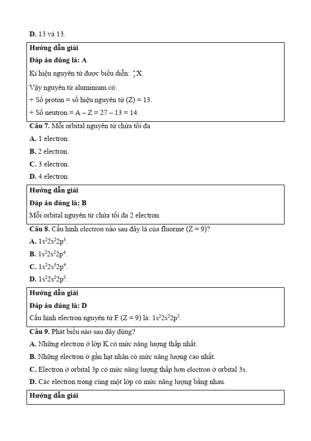 Đề kiểm tra Hoá học 10 Chân trời sáng tạo theo Chương (có lời giải)