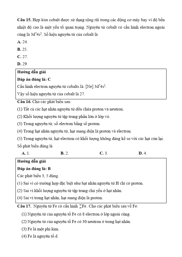 Đề kiểm tra Hoá học 10 Chân trời sáng tạo theo Chương (có lời giải)