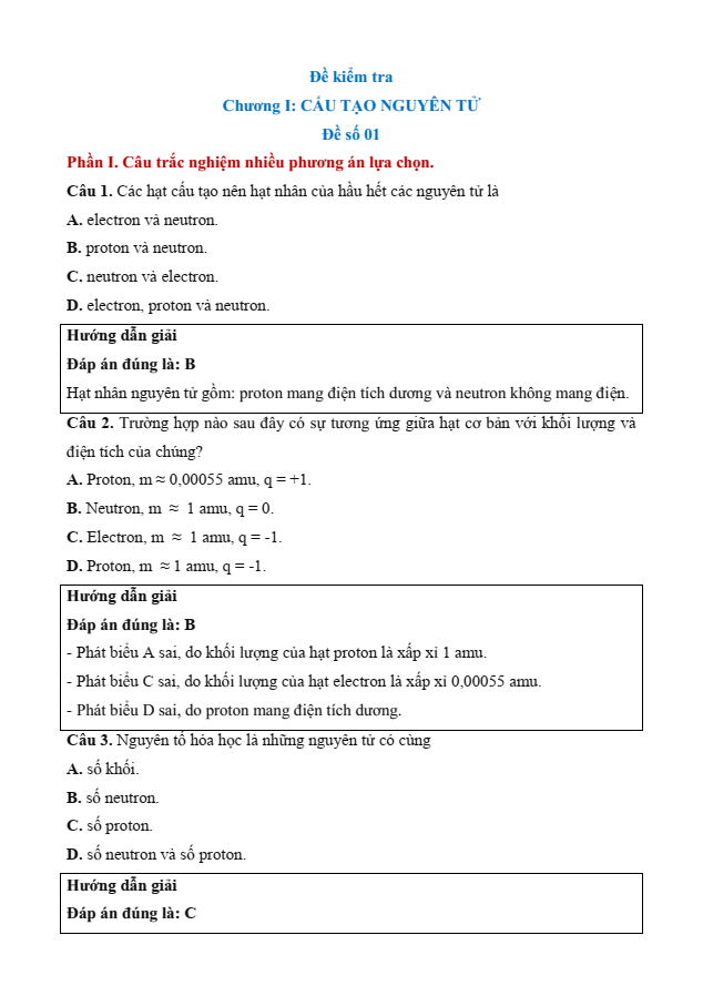 Đề kiểm tra Hoá học 10 Kết nối tri thức theo Chương (có lời giải)