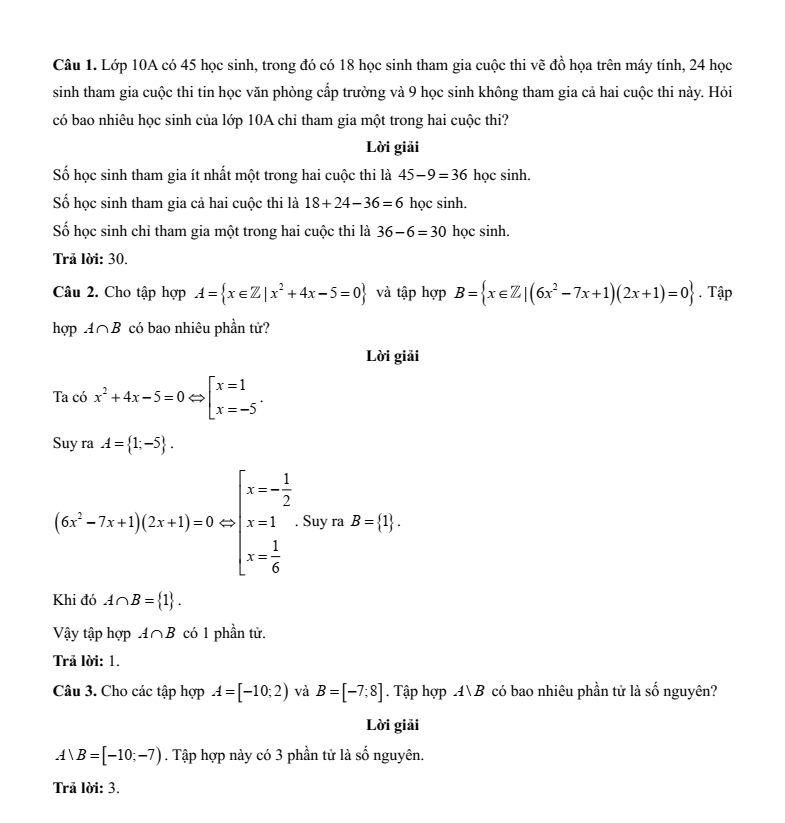 Đề kiểm tra Toán 10 Chân trời sáng tạo theo Chương (có lời giải)