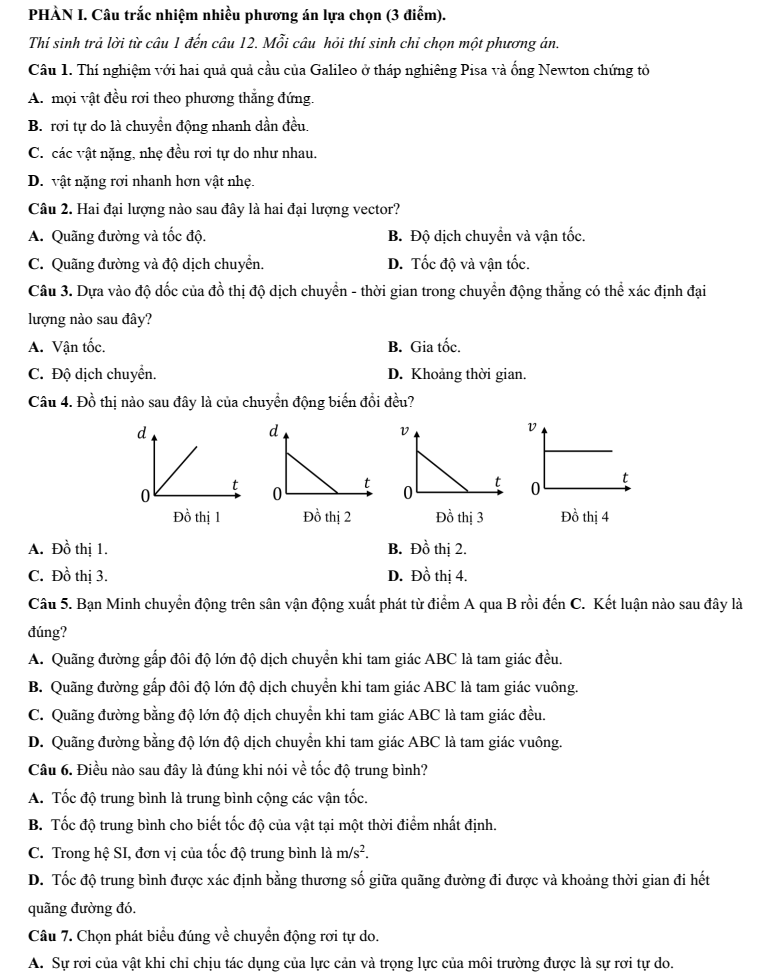 Đề kiểm tra Vật lí 10 Cánh diều theo Chủ đề (có lời giải)
