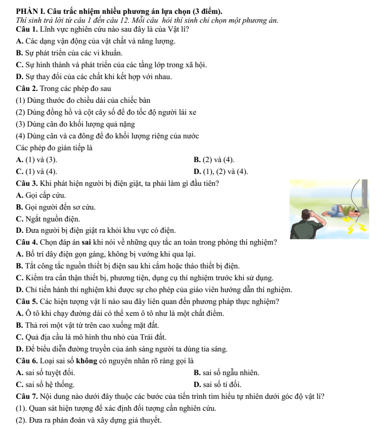 Đề kiểm tra Vật lí 10 Chân trời sáng tạo theo Chương (có lời giải)